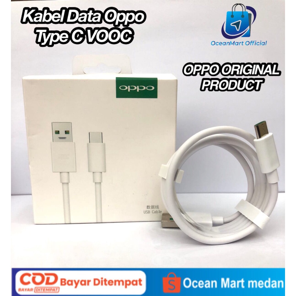 Kabel Data Oppo Original 100% VOOC 3A USB Type C Super Fast Charging Aksesoris Handphone Hp OCEANMART Ocean Mart Murah Grosir