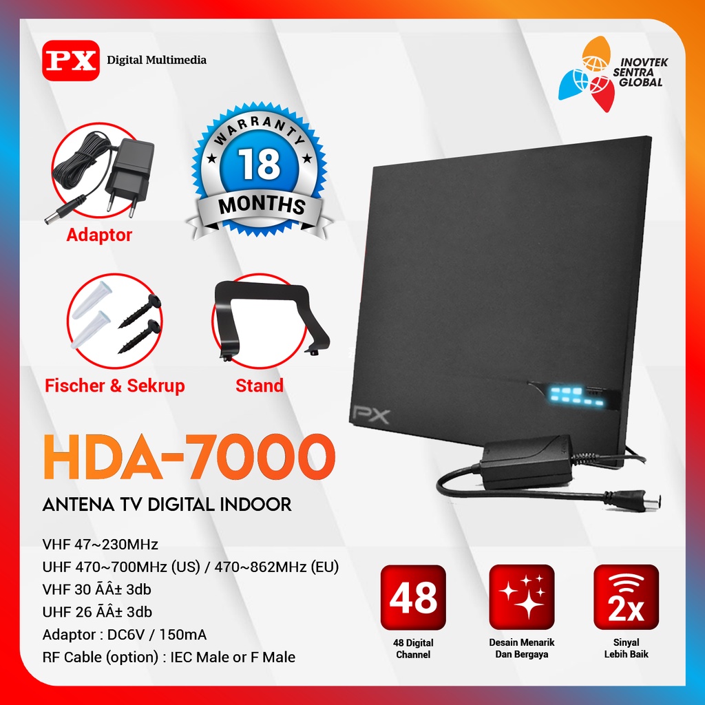 PX HDA-7000 Antena TV Digital Analog Booster Indoor - GARANSI RESMI