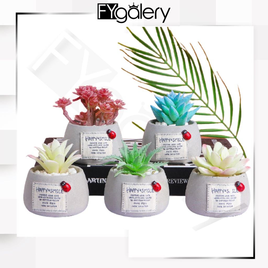 FYGALERY PT52 Pot Mini Tanaman Hias Bonsai 7 Varian Warna Warni Artificial Minimalis