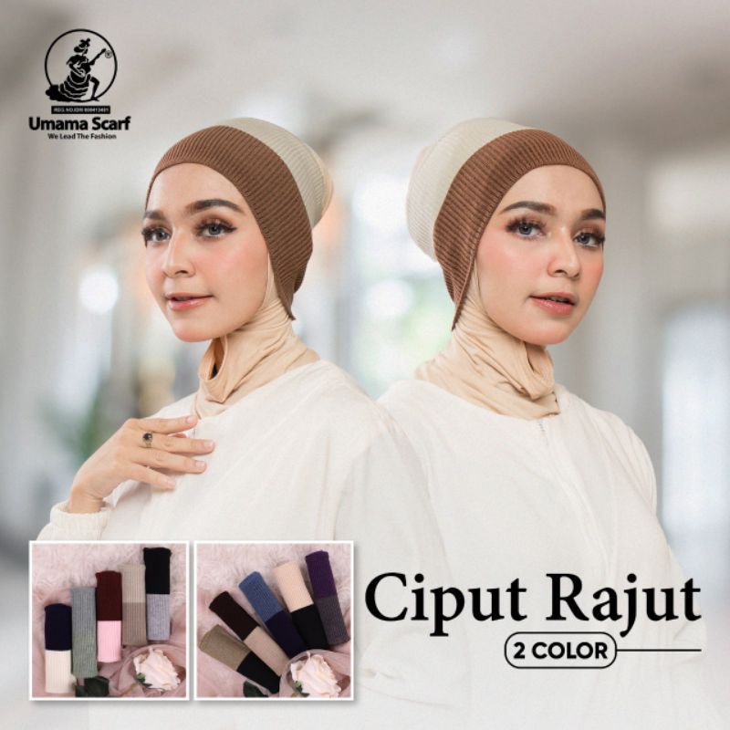 Umama - Ciput Rajut Two Tone 2 Warna Aksesoris Hijab Terbaru 2023 Umama Scarf Original