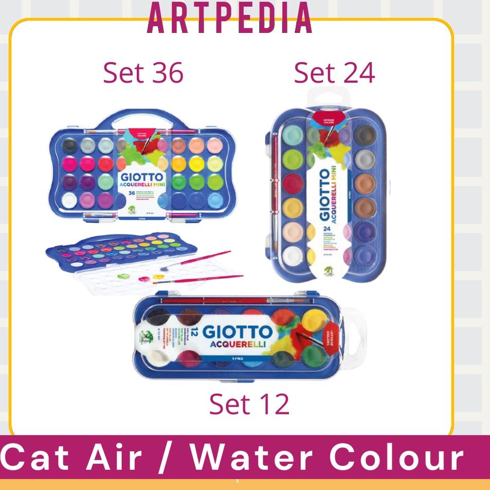 

Paket Hemat Giotto Acquerelli Mini Set 12 ,24 ,36 Warna - Watercolor Cake - Cat Air - Giotto Mini - Watercolor Set