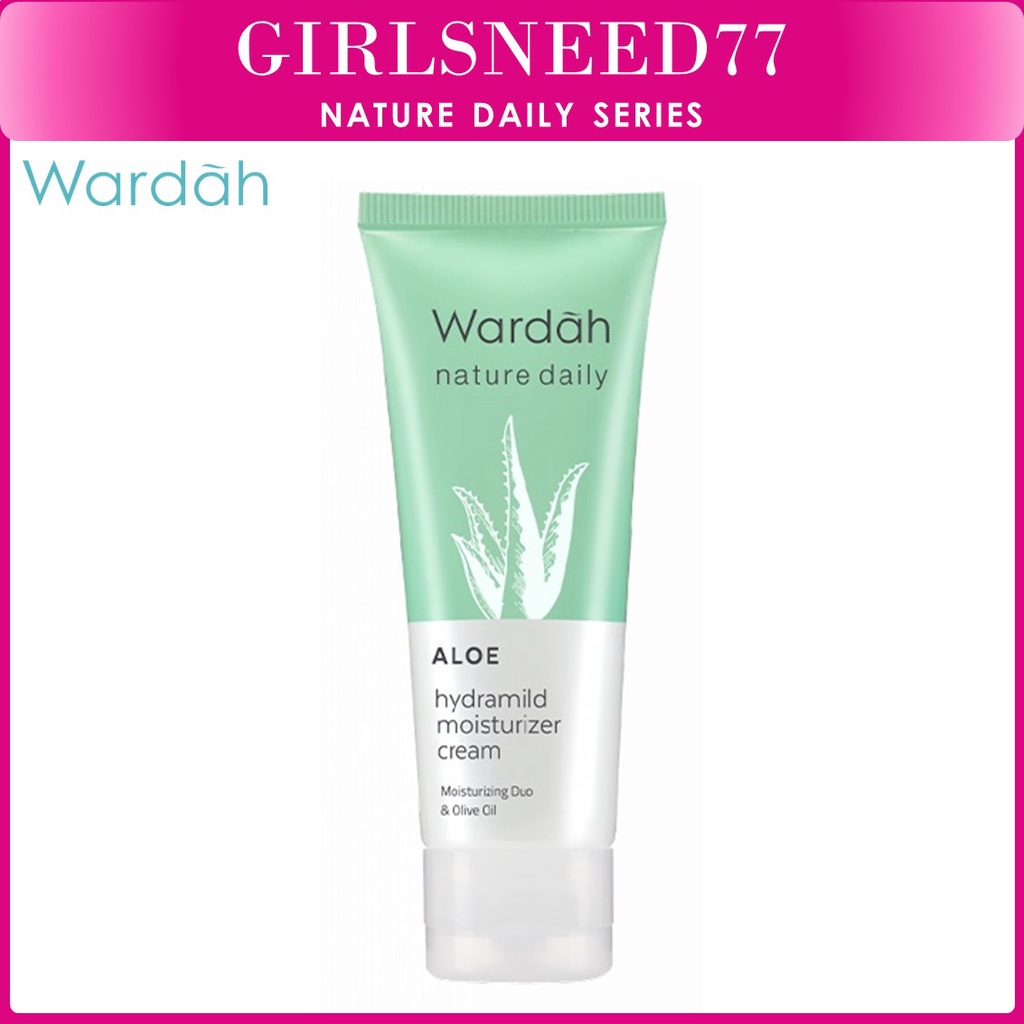 Wardah Nature Daily Aloe Hydramild Moisturizer Cream 40 ml - Pelembab dengan Olive Oil - GIRLSNEED77 MEDAN KOSMETIK BEAUTY SKINCARE