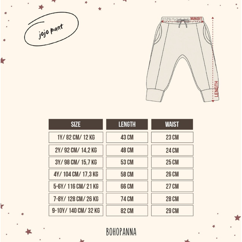 Bohopanna Jojo Pants 1-10 Tahun Celana Panjang Jogger Anak Unisex CBKS