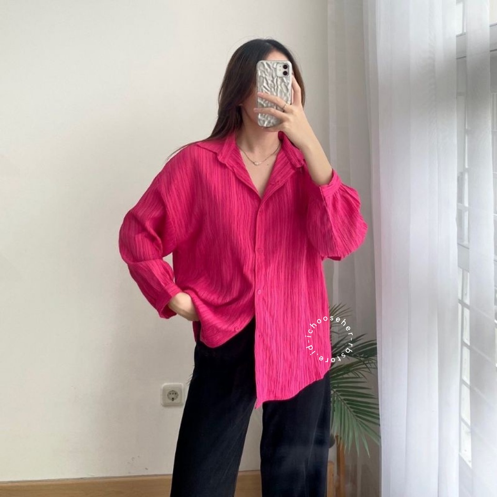 Kemeja Wanita Harri Shirt Basic Kemeja Lady Crush Oversize