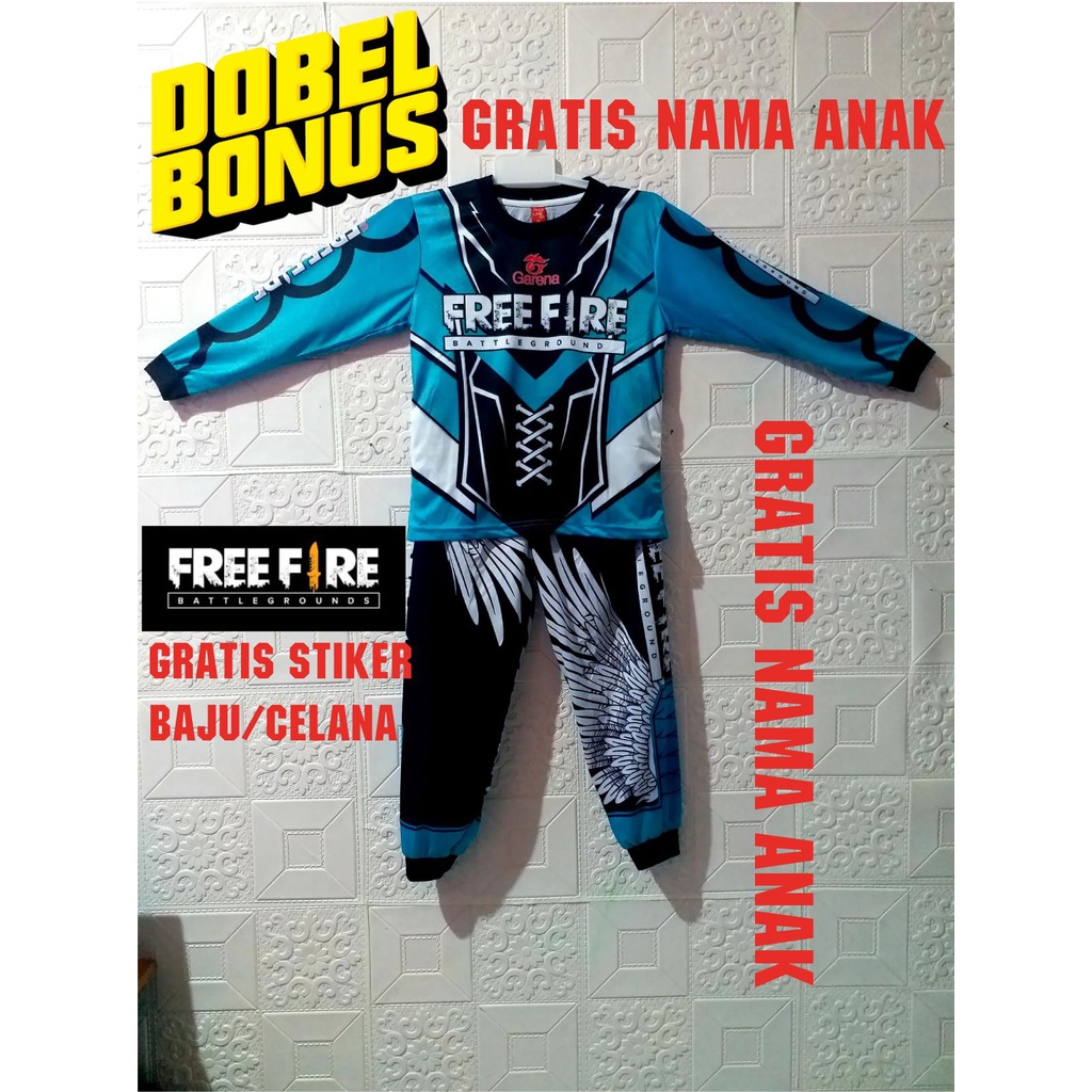 BAJU GAMING LENGAN PANJANG | SETELAN FREE FIRE ANAK LAKI-LAKI| SETELAN ANAK PAKAI NAMA | BAJU FREE F