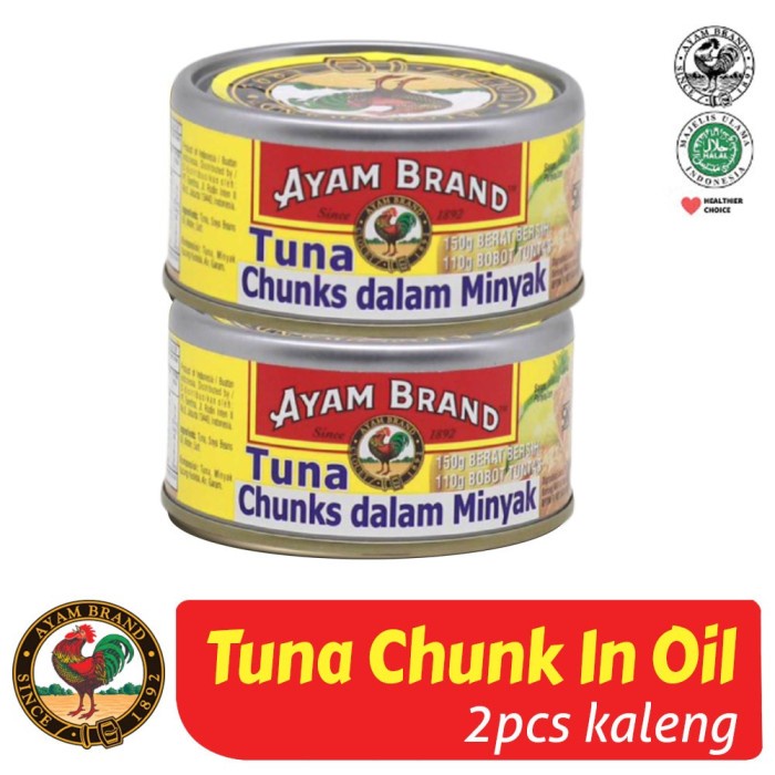 

IKAN TUNA KALENG CHUNK IN OIL AYAM BRAND 150GR ISI 2 PCS