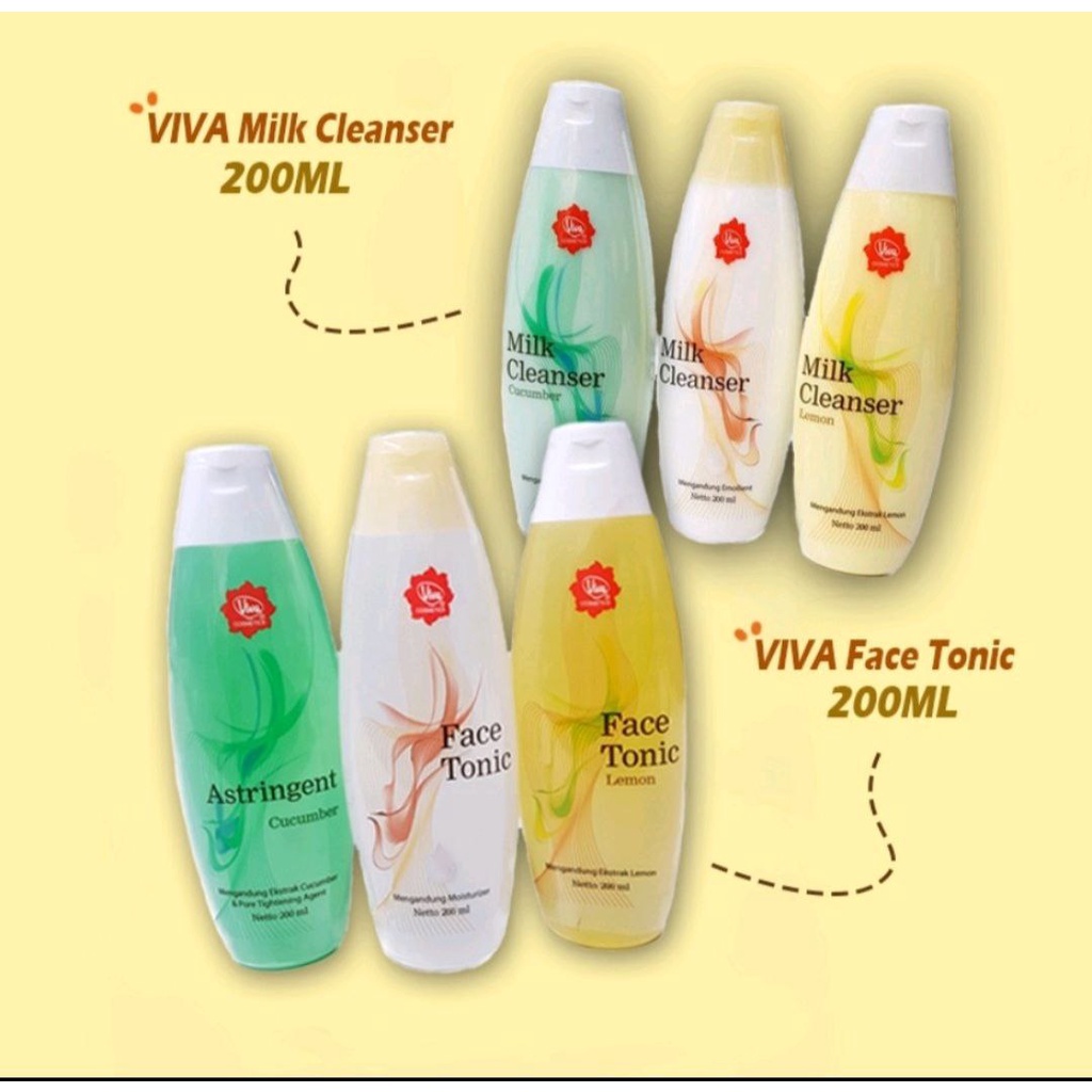 VIVA MILK CLEANSER DAN FACE TONIC CLENASER WAJAH PENYEGAR WAJAH 200 ML