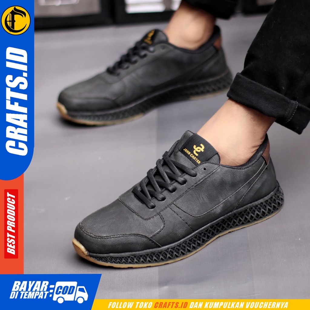 Sepatu Sneakers Pria Hitam Casual Crafts Cerberus