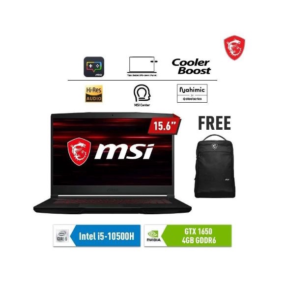 MSI GF63 10SC Thin 860ID Intel Core i5 10500H GTX1650 Ram8Gb Ssd256Gb FHD IPS Windows 11 Original