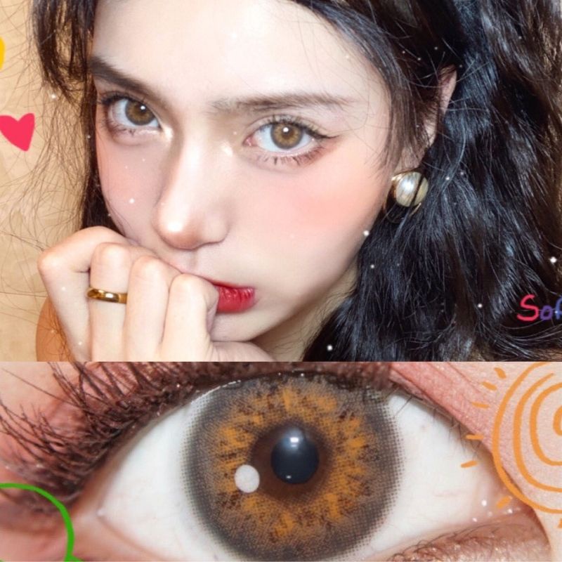 [✅COD] MYSTICEYES SOFTLENS MYSTERIOUS OPAL SERI BROWN GREY Lensa Kontak 14MM (NORMAL)