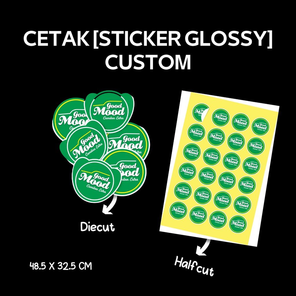 

[STICKER VINYL GLOSSY] CETAK STICKER LABEL A3+ BISA CUSTOM UKURAN