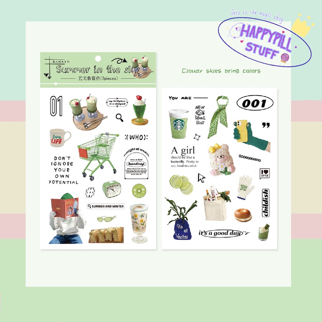 

[Happypillstuff] stiker aesthetik untuk jurnal dekorasi scarbook slice of life