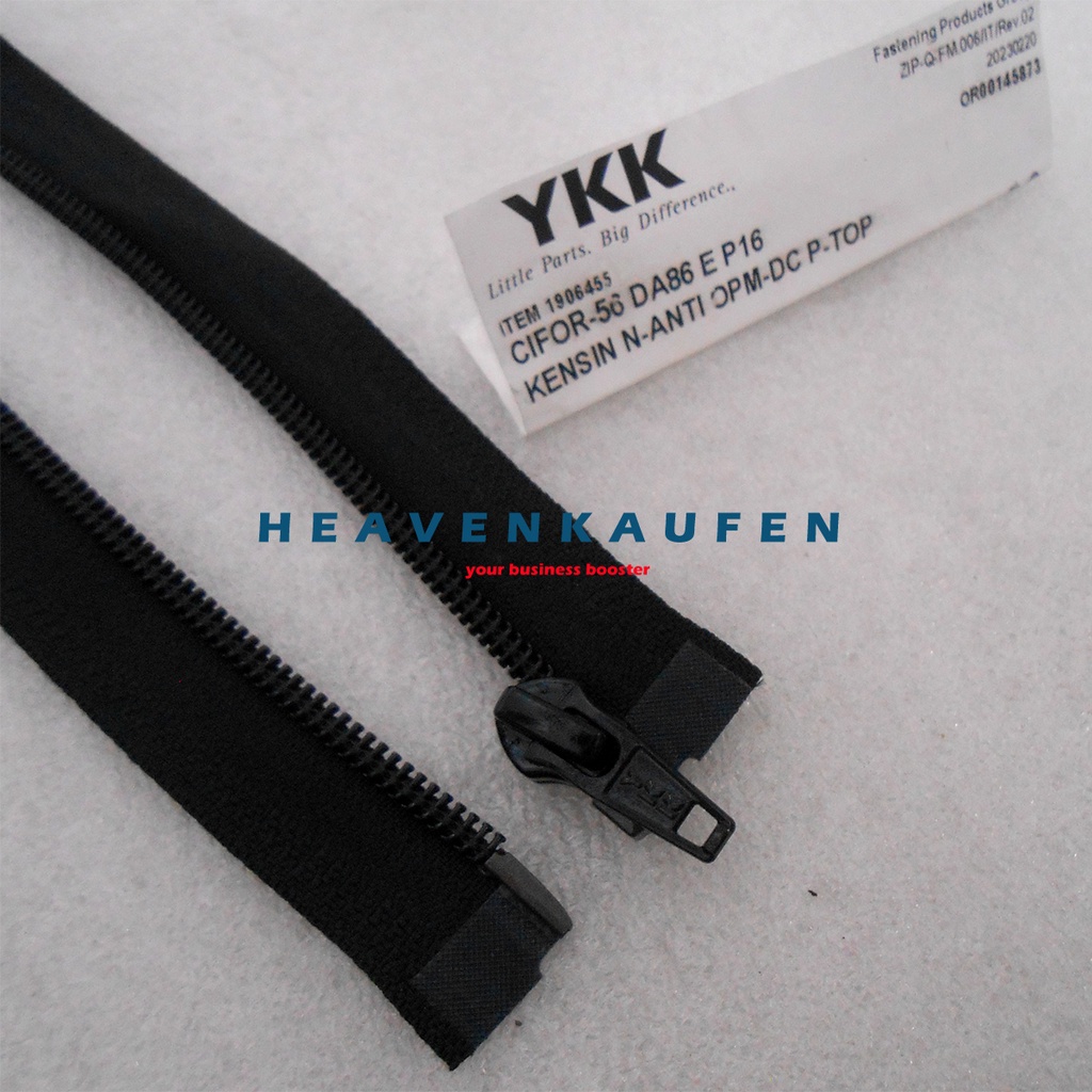 Resleting Zipper YKK 90 cm Atau 36 inch Type Gigi Halus Coil Warna Hitam Set Open End Buka Lepas