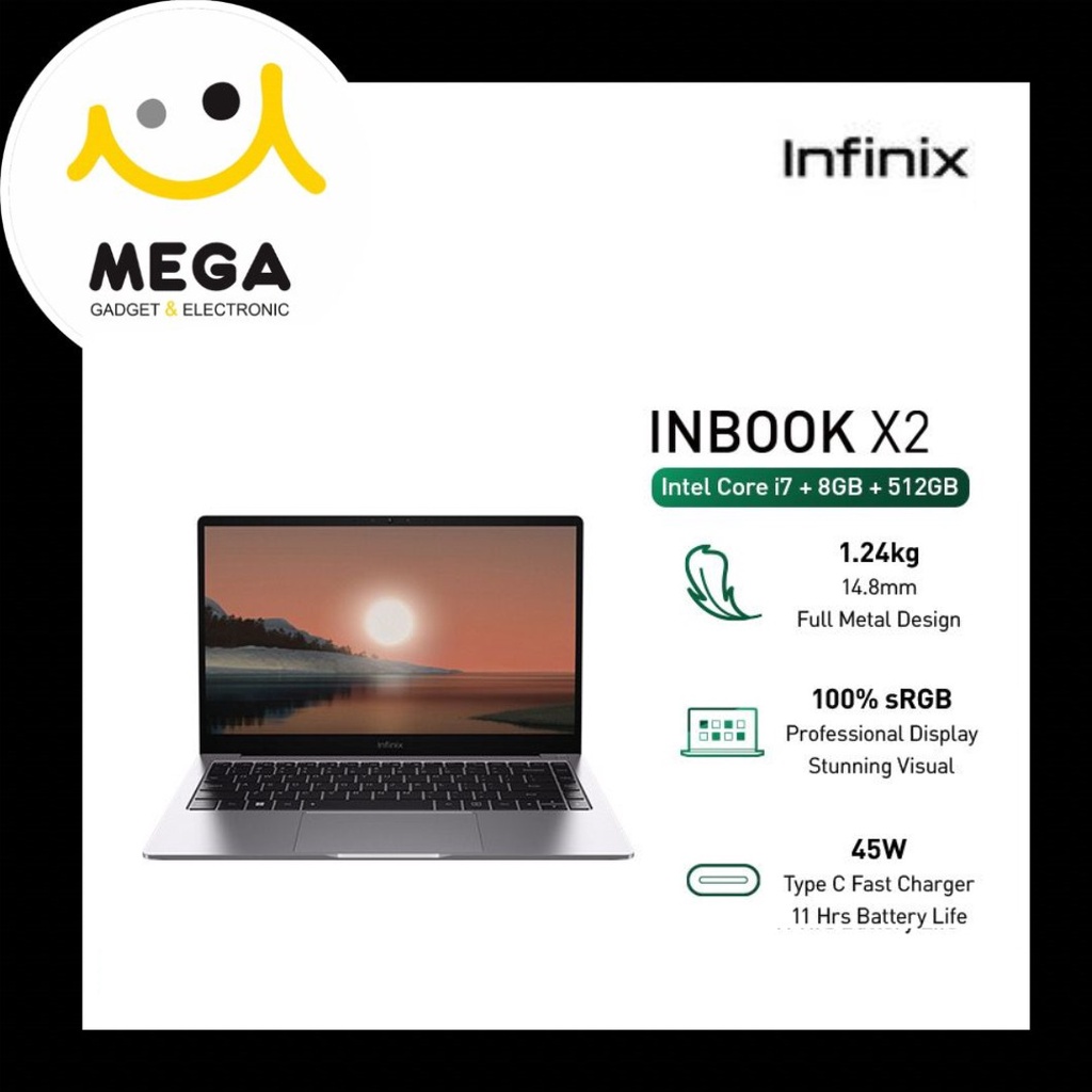 Laptop Infinix Inbook X2 Core i7 Ram 8GB + 512GB Garansi Resmi Infinix Indonesia