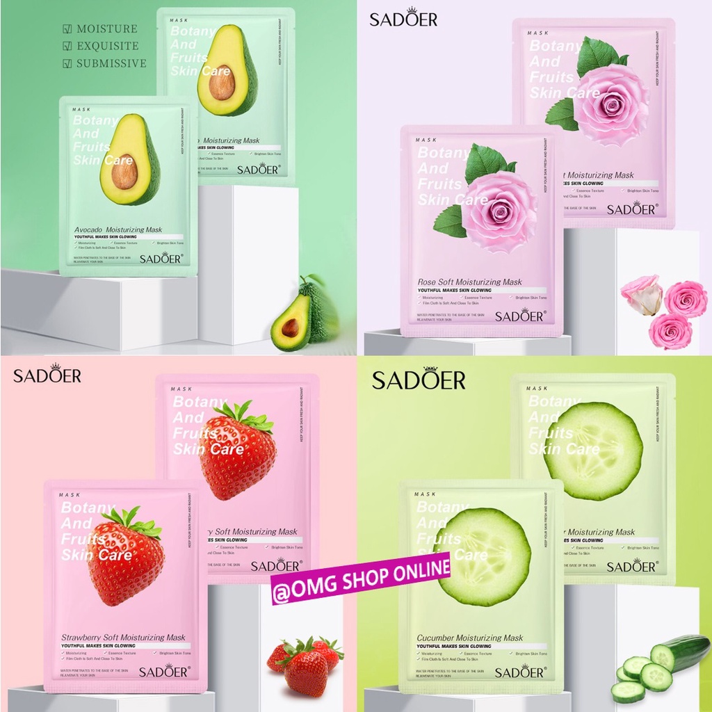 Termurah !! Masker Wajah Botany &amp; Fruits Skin Care Mask Sadoer Serum Glowing Facial Sheet Mask / Masker Wajah Pemutih dan Glowing Masker Muka / Masker Wajah Organik Korea Viral / Serum Wajah Pria Wanita Skincare Masker Wajah Komedo dan Pori Jerawat