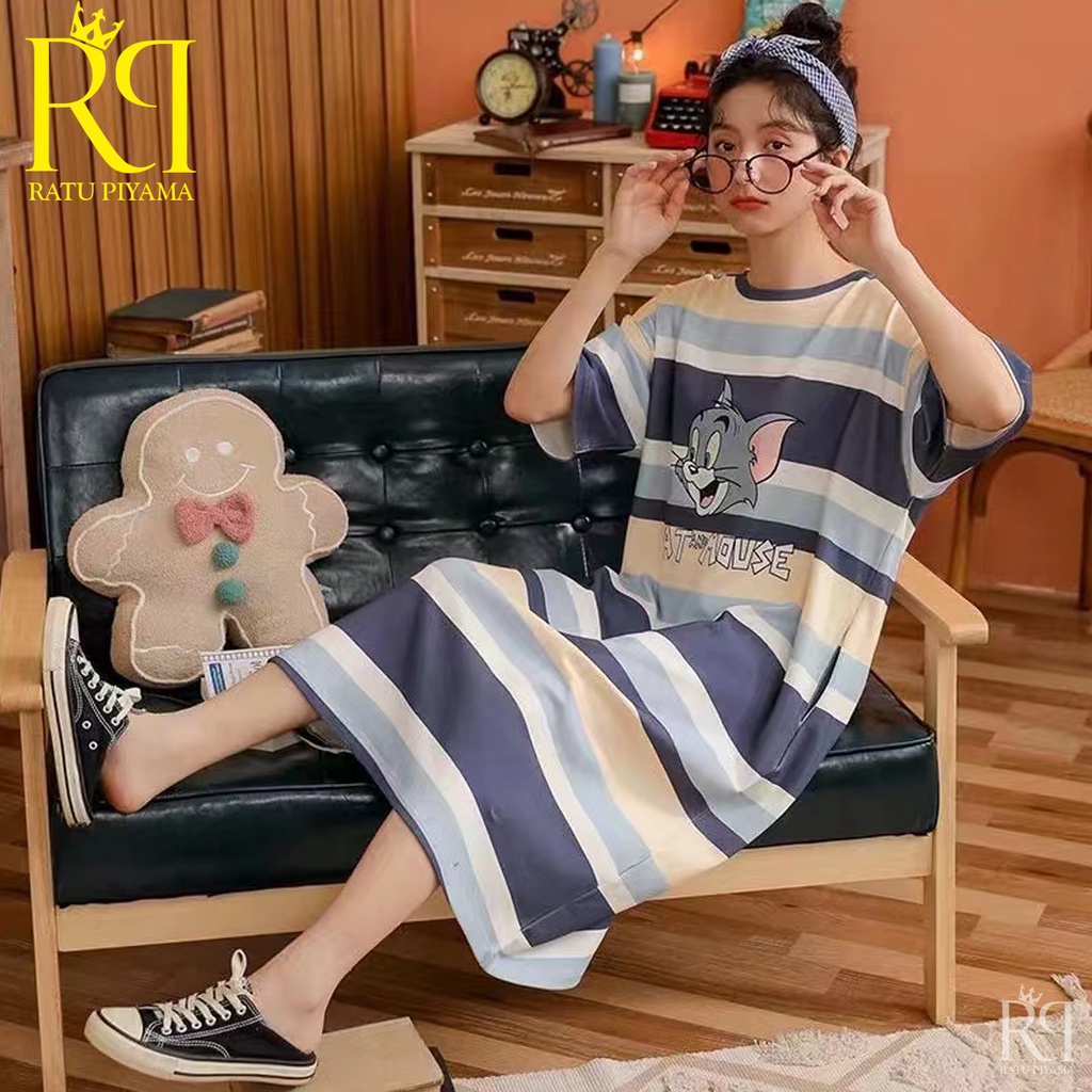 Daster lucu wanita remaja dan dewasa import premium piyama daster korean style nyaman dipakai Motif 