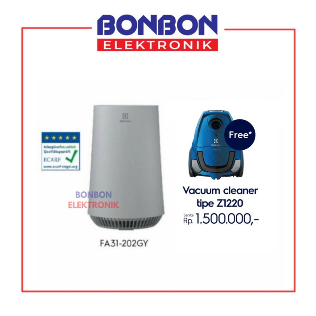 Electrolux Air Purifier Flow A3 FA31-202GY Korbu Coverage Area 26m2