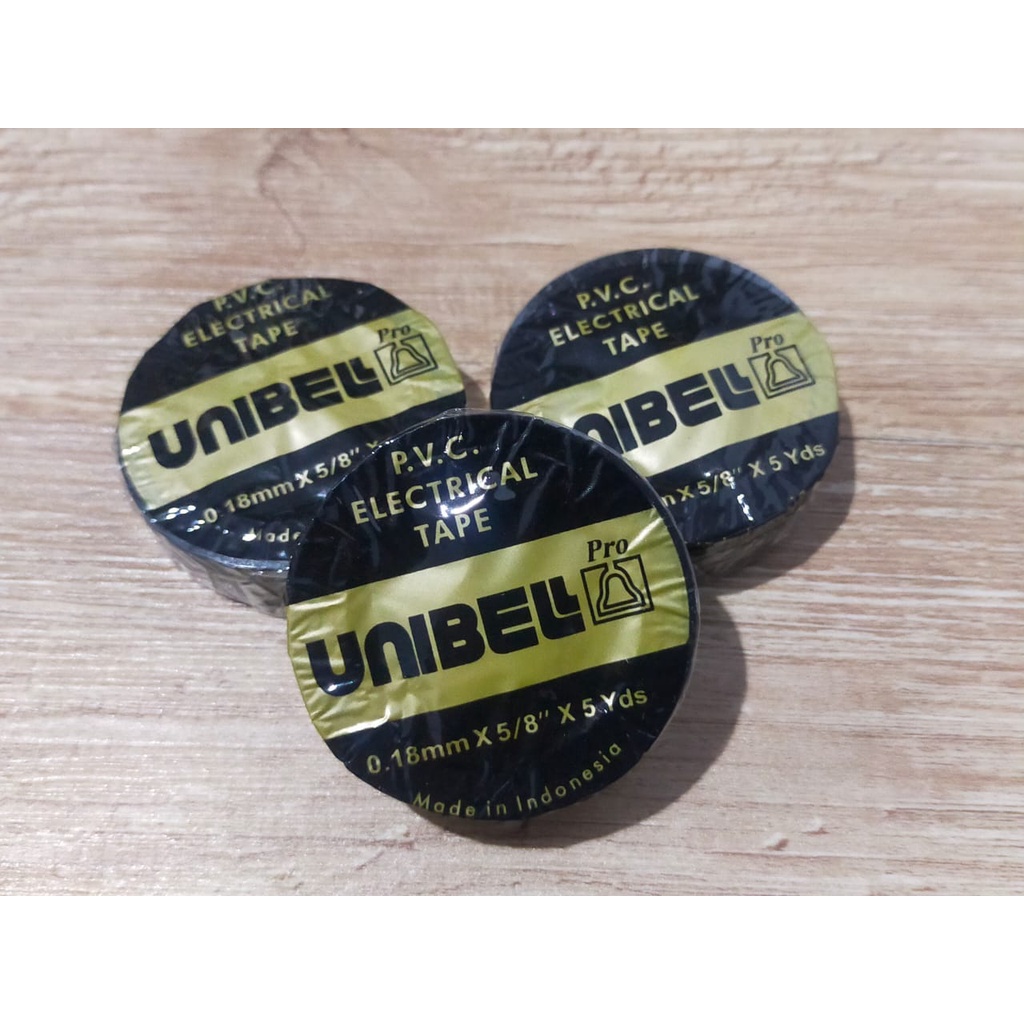 Isolasi Lem Listrik Solatip Unibell Pro Selotip Lakban PVC Electrical Tape Solasi Kabel Hitam-Kecil