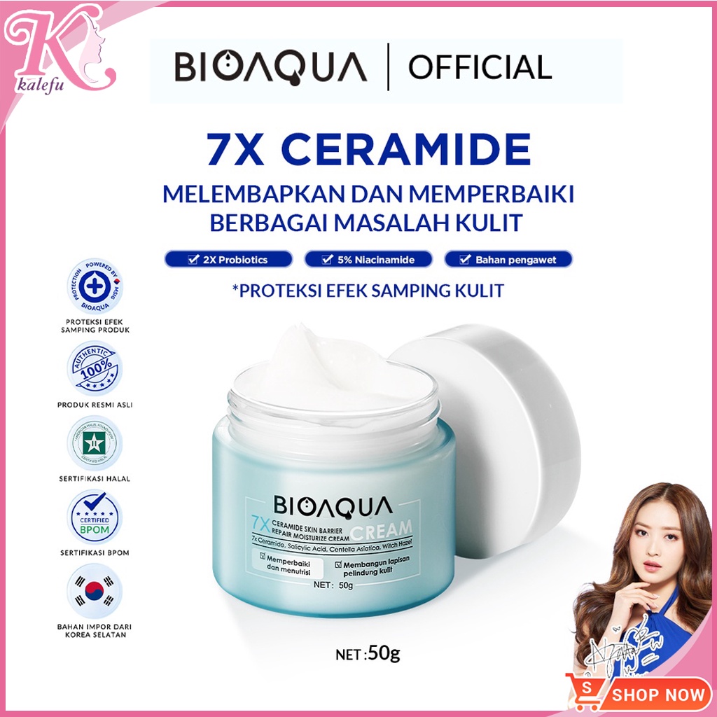 BIOAQUA 7X Ceramide Skin Barrier Repair Moisturizer Cream 50g Pelembab Wajah Day Cream Night Cream M