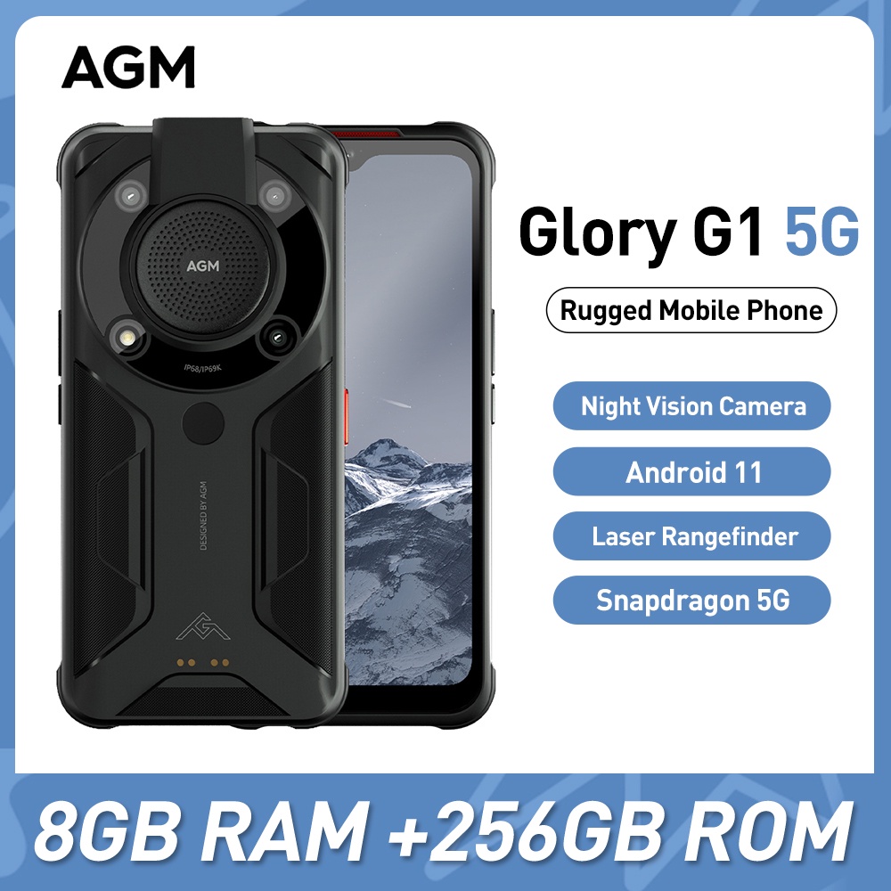 AGM Glory G1 5G Ponsel kasar 8GB+256GB 6200mAh 6,53 inci NFC Smartphone 20 MP Night Vision Camera Ve