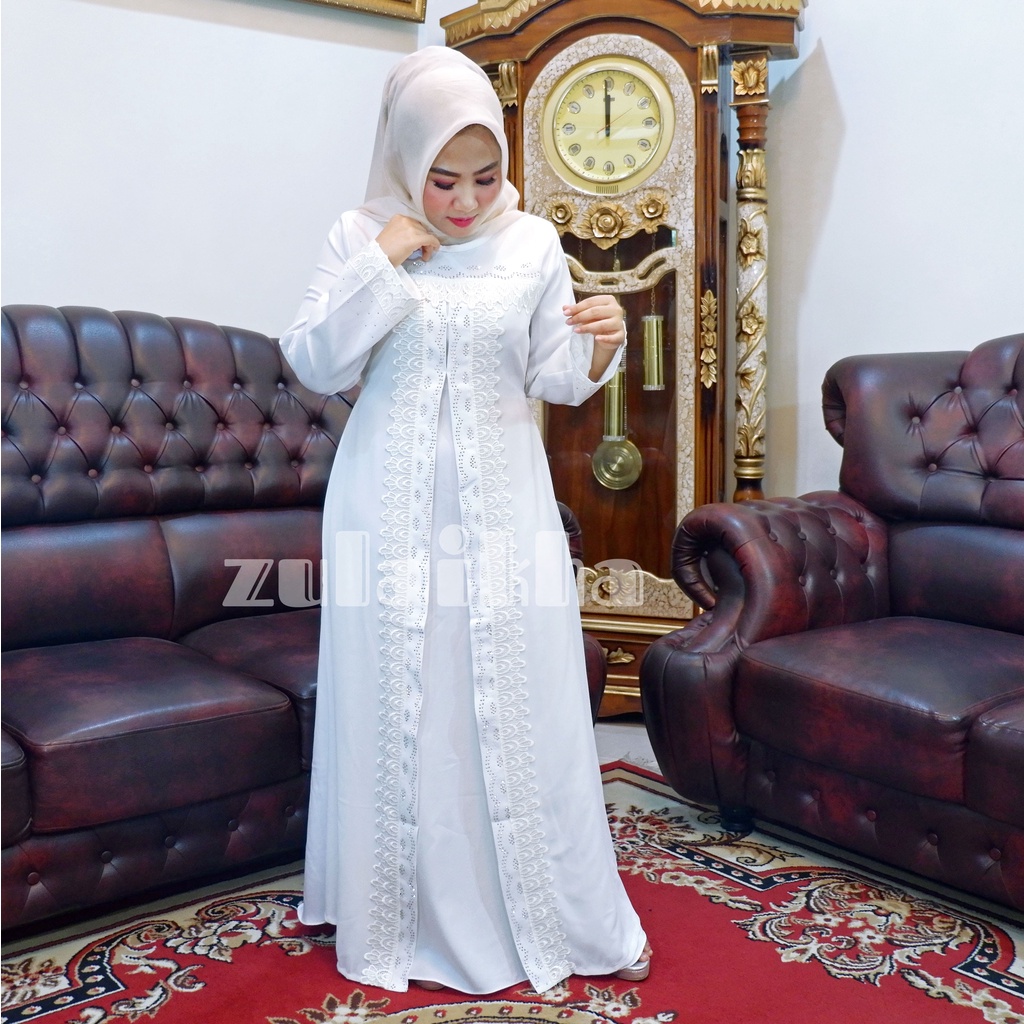 gamis putih mewah modern bisa untuk remaja dewasa dan ibu ibu / abaya simple elegant  cocok untuk ko