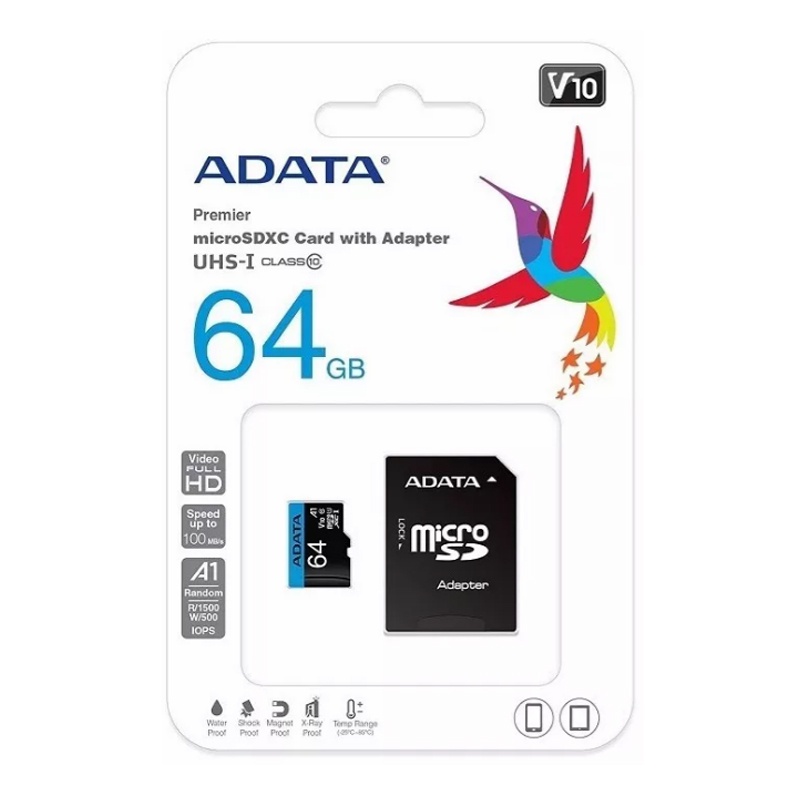 Adata Micro SD 64GB Memory Card U1 4K A1 Class 10kartu TF Cocok Untuk Komputer Hp