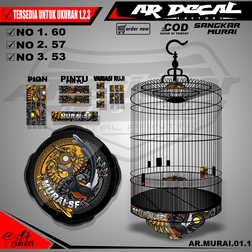 Stiker Dekal Sangkar Murai Batu - Stiker Kandang Bulat Murai Batu Stiker Kandang Murai Batu AR 001