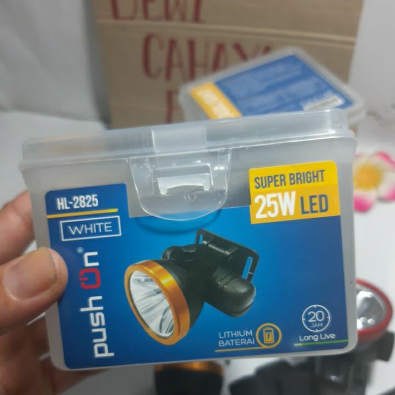 Senter Kepala LED 25 watt HL-2825 Push On Headlamp LED 25 Watt Putih dan Kuning