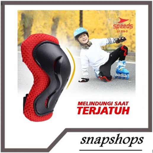 sepatu roda Pelindung lutut anak tangan siku deker sepatu roda sepeda set 3 in 1(X9I1) sepatu roda a