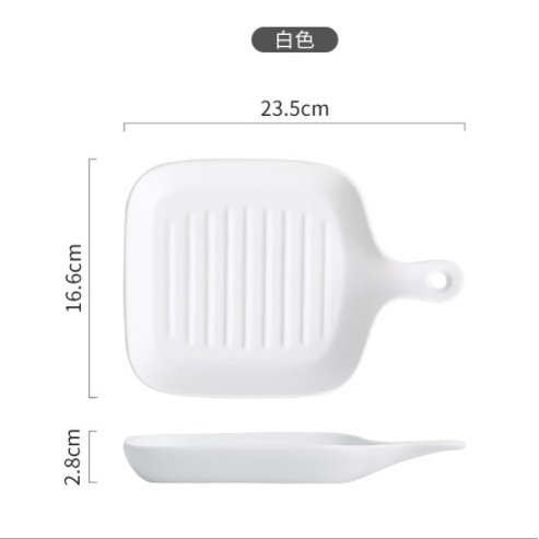 grill pan  Quint Griddle Baking Tray / Piring Keramik Panggang Gagang Grill Pan - Putih(B7Q0) pemang