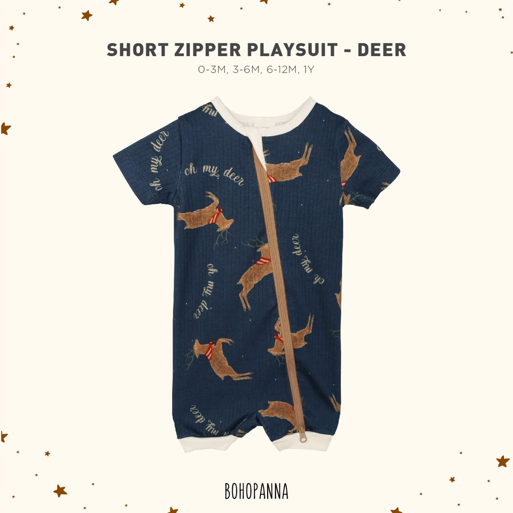 Bohopanna Short Zipper Playsuit - Printed Jumper Bayi