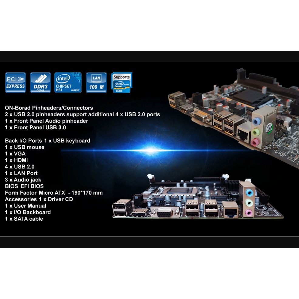 Motherboard Venom Rx H61 Socket 1155 SUPPORT M.2 NVME