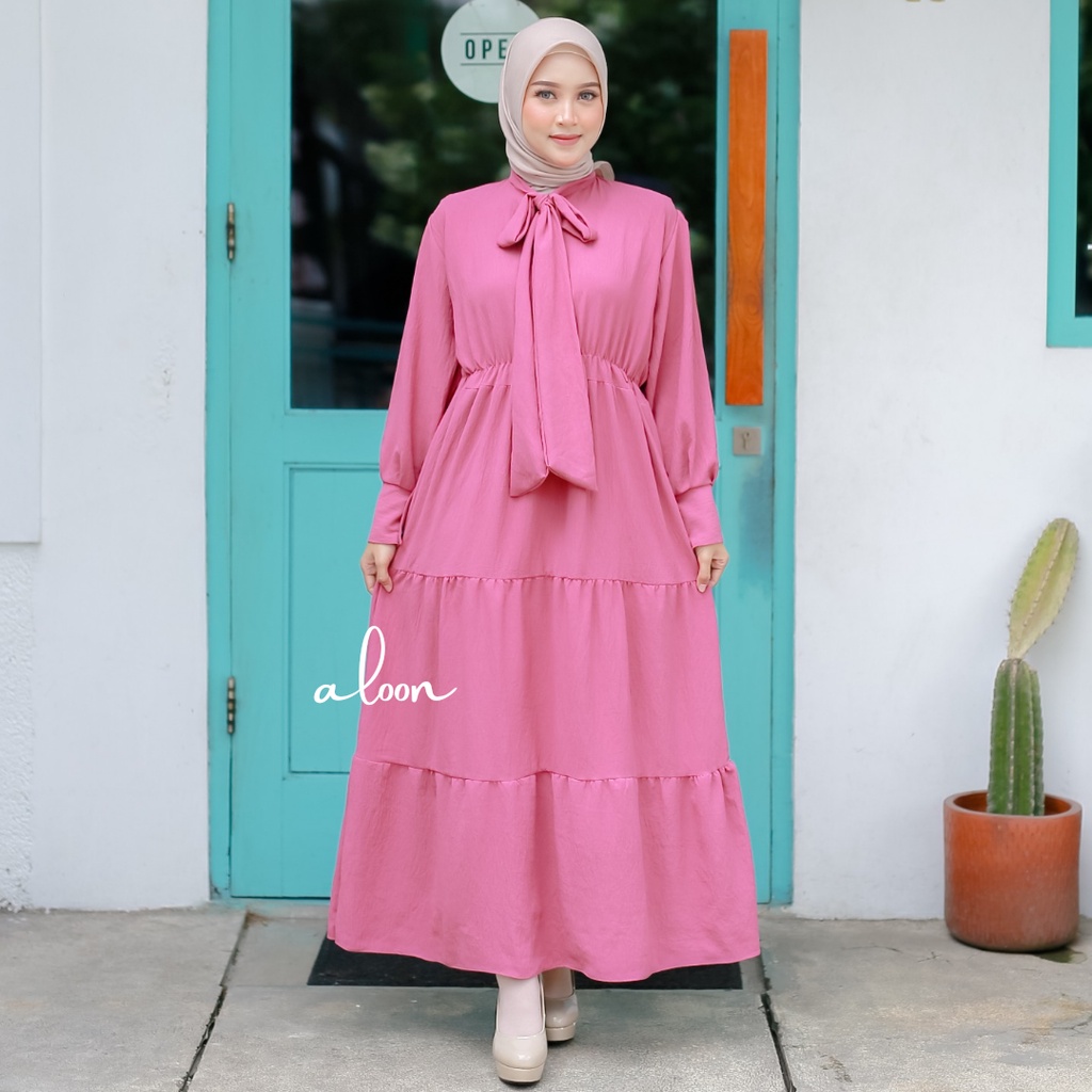 Aretha Gamis Bahan Crinkle Airflow Busui Friendly – Dress Baju Gamis Remaja