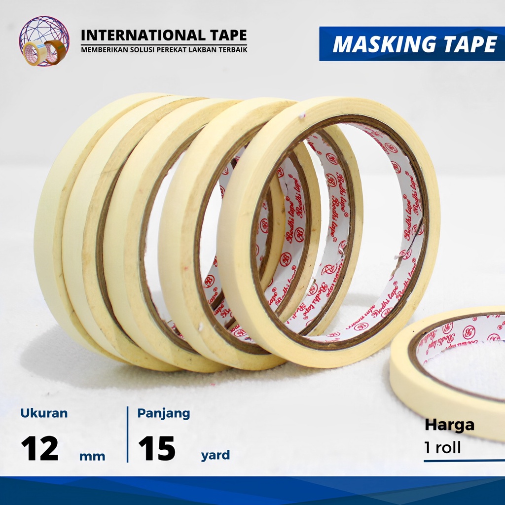 

MASKING TAPE 1/2 INCH x 15 YARD BODHI TAPE/ LAKBAN KERTAS - 12mm x 15yard