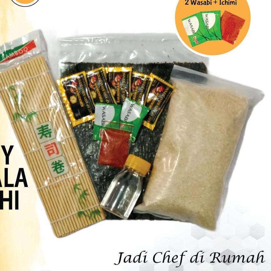 

♛ PAKET BAHAN SUSHI LENGKAP 10 Porsi Halal │ Beras Japonica, Nori, Bambu Mat, Shoyu, Sushi Seasoning ☻