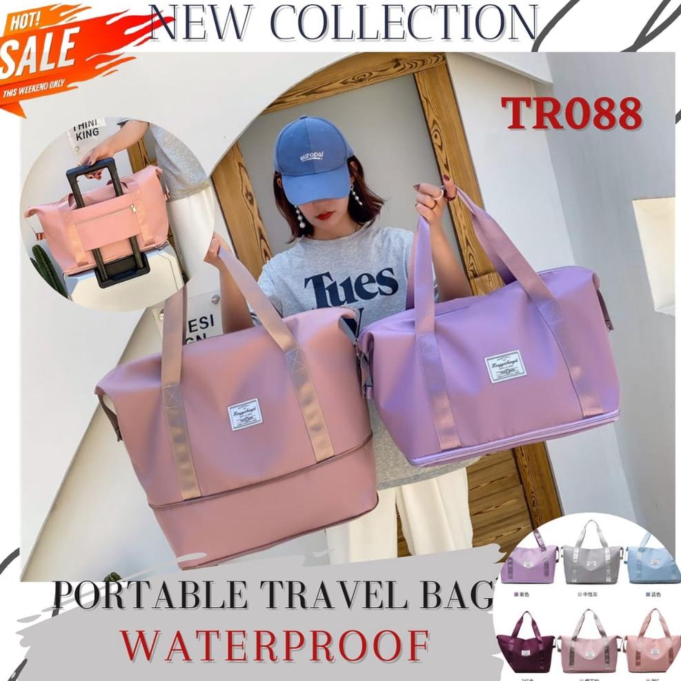 ZQD TR088 - TAS TRAVEL JUMBO JINJING WANITA WATERPROOF GYM OLAHRAGA BAJU PAKAIAN PORTABLE IMPORT MUR