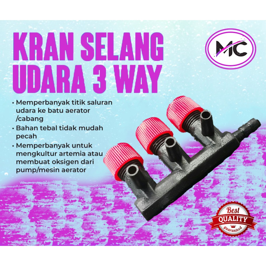 Kran Aerator 3 Cabang Lubang Pengatur Udara Pembagi Selang Pompa Aquarium Ikan