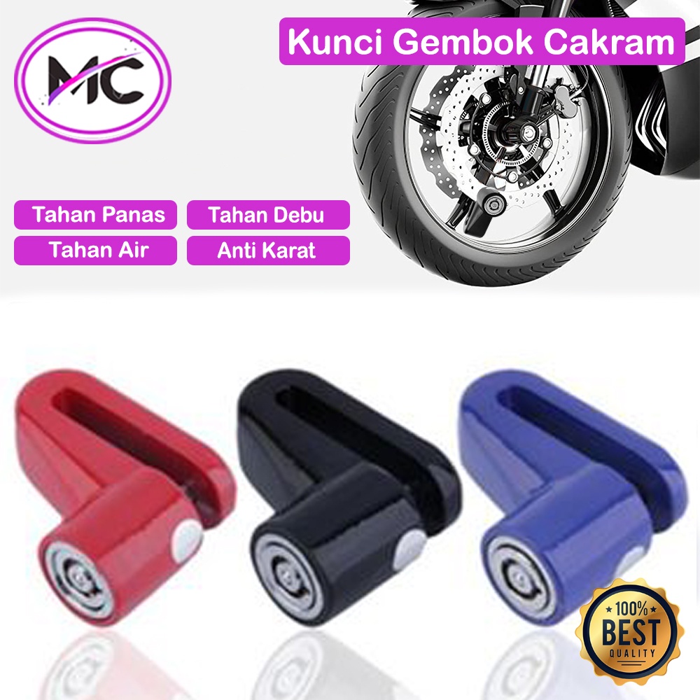 Kunci Gembok Cakram Motor Universal Anti Maling Original Gembok Rem Sepeda Anti Air Anti Karat