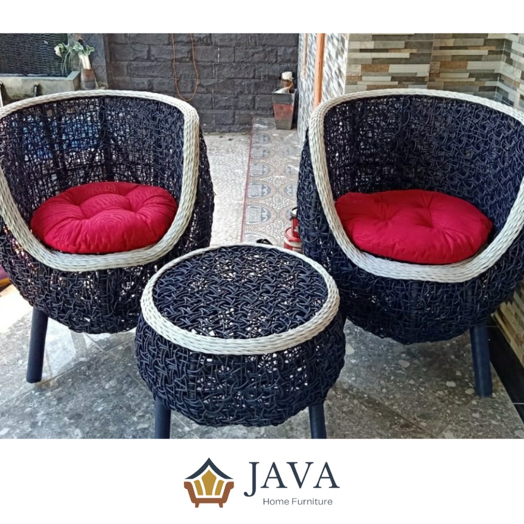 (GRATIS ONGKIR) Kursi Teras Brekele + Jok Rotan Sintetis - Java Home Furniture