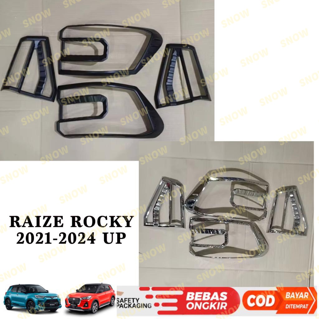 Garnish Lampu Belakang Mobil Raize Rocky 2021 2023 2024 Up Hitam Chrome