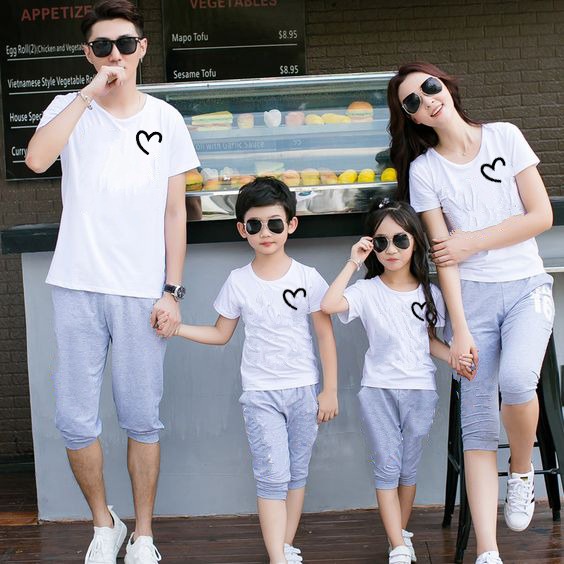New Kaos Keluarga Art Lovekecil Seragam Bagus Gambar Hati Simple Kembar Ibu Bapak Anak Kapelan Cowok