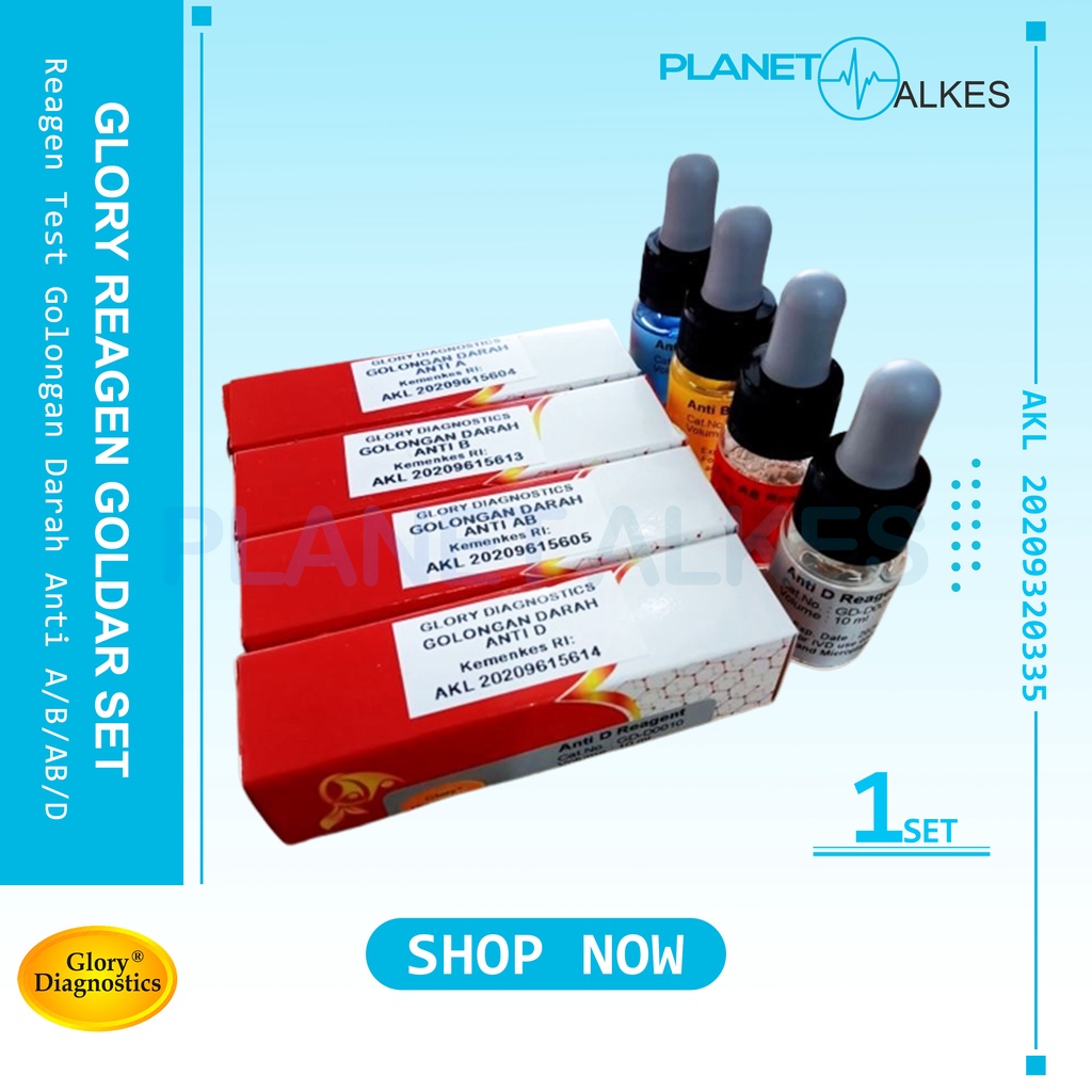 Reagen Golongan Darah Anti A, B, D, AB 10ml Glory Goldar Alat Tes Golongan Darah