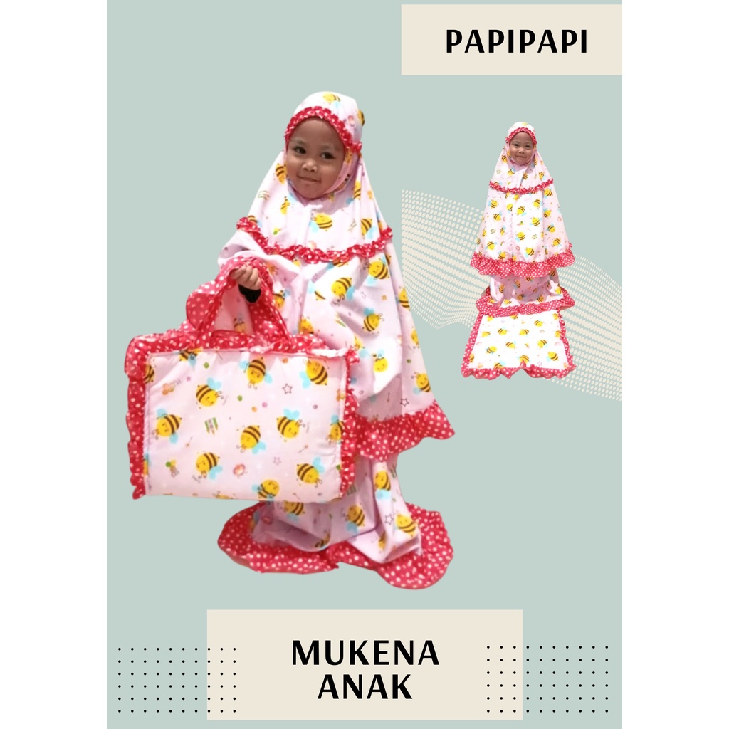 MUKENA ANAK PLUS SAJADAH KATUN MICRO BEE PINK