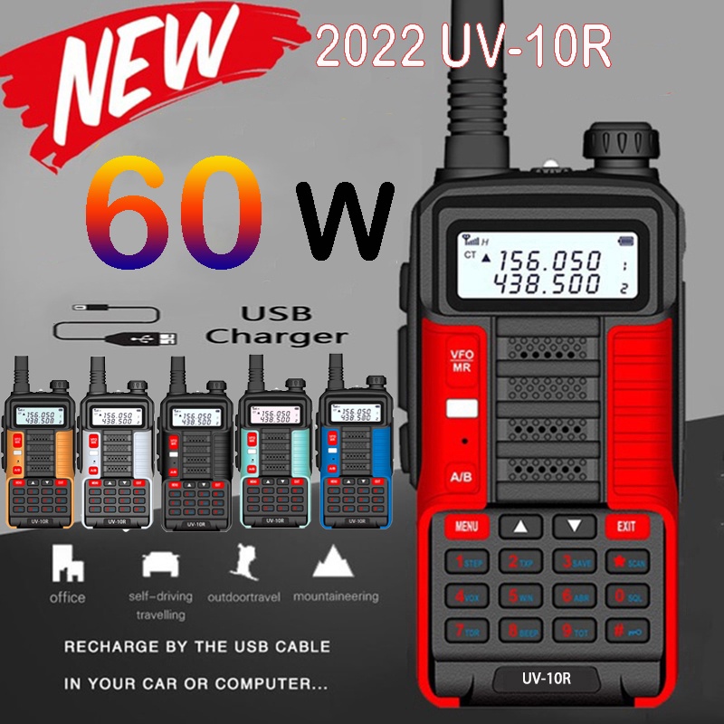 2023 NEW Upgrade ed Professional Walkie  Talkie 60W(MAX)UV-10R Hig Power  80KM(MAX) Long Portable Du