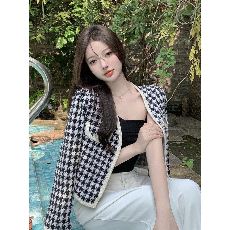 EUNII Jaket Wanita Terbaru Lengan Panjang Retro Jacket Korean Style Baju Wanita