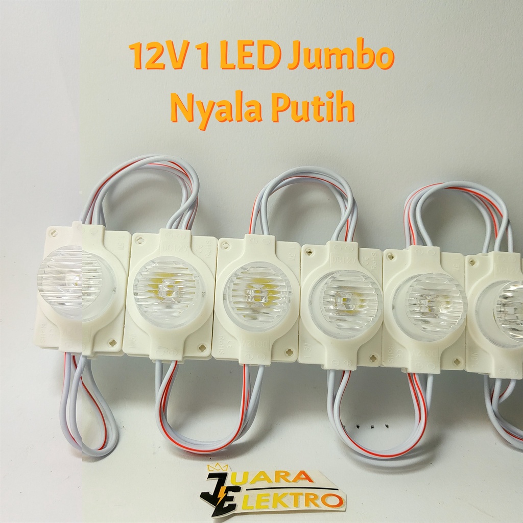 LED MODULE 12V 1 LED Jumbo Nyala Putih, Merah, Kuning, Hijau, Biru