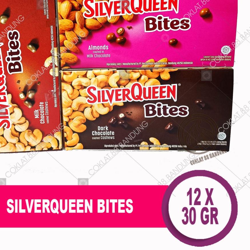 

♖ SILVERQUEEN BITES 30 GR/GRAM BOX ISI 12 PCS EX 35GR, COKELAT SILVER QUEEN BITES ALMOND MILK COKLAT DARK CASHEW 12 x 30gr ☝