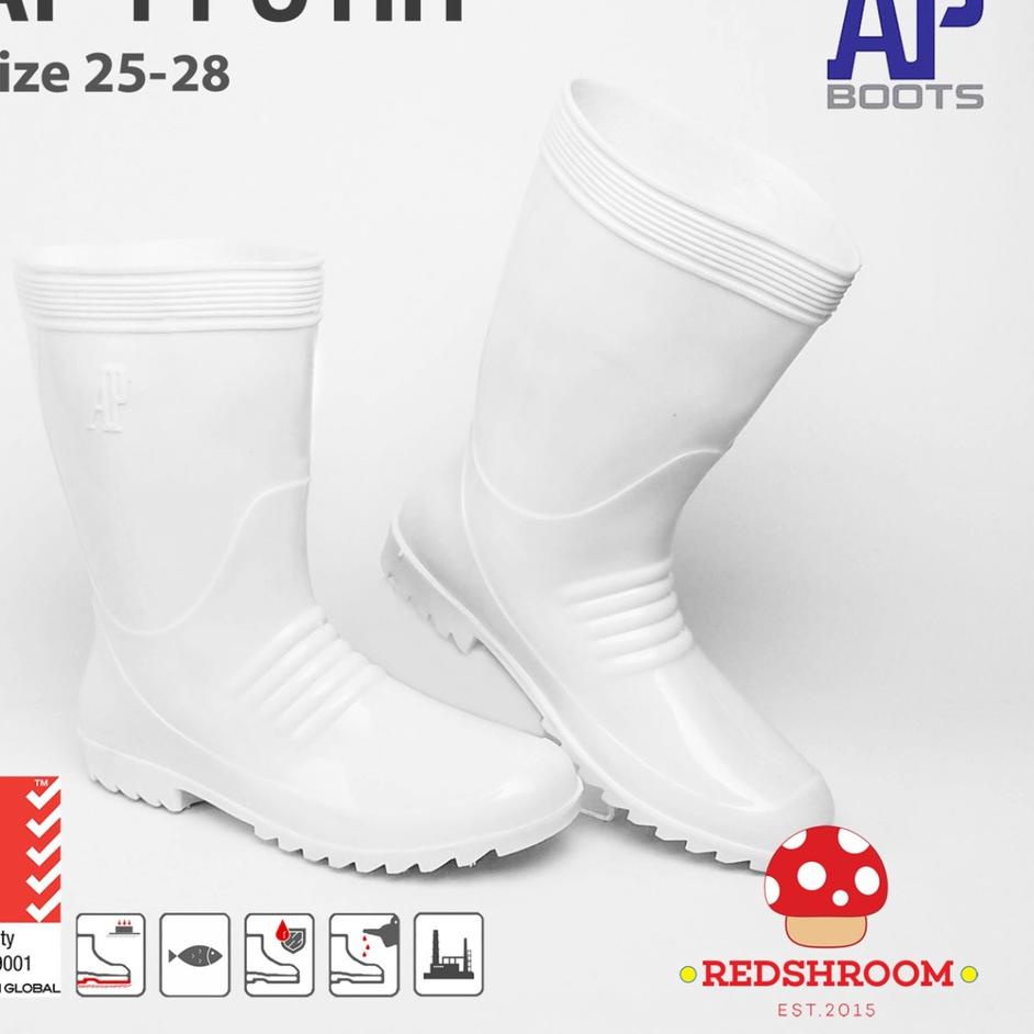 ♕ Sepatu Boot Pendek AP BOOTS AP 1 PUTIH PERAIRAN PERIKANAN ☻