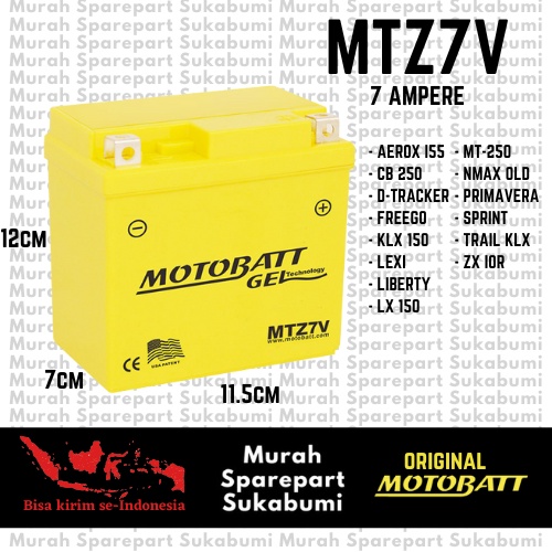 Aki Motor Motobatt MTZ7V PCX150 ADV150 Nmax OLD Aerox155 KLX 150 CB 250 FREEGO