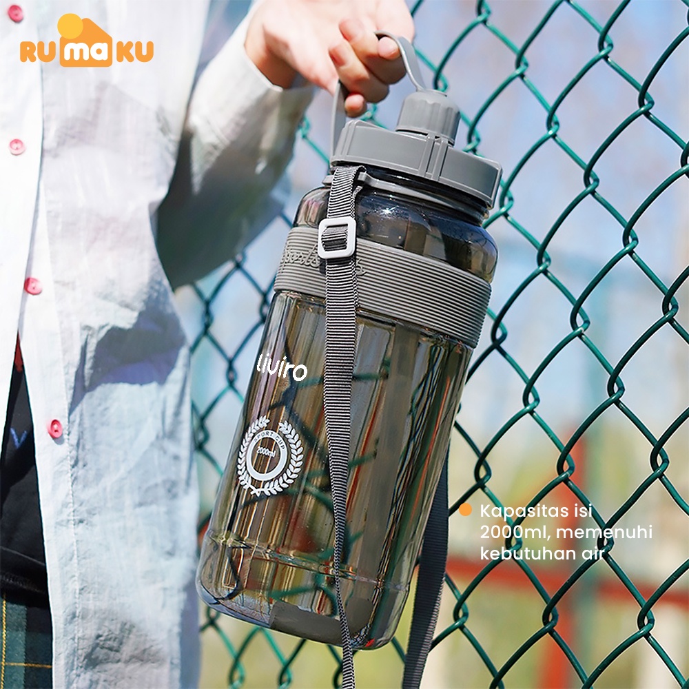 Rumaku Botol Minum Champy Sport Cup 2 Liter Besar Dengan Strap Bahu Botol Air Jumbo Premium